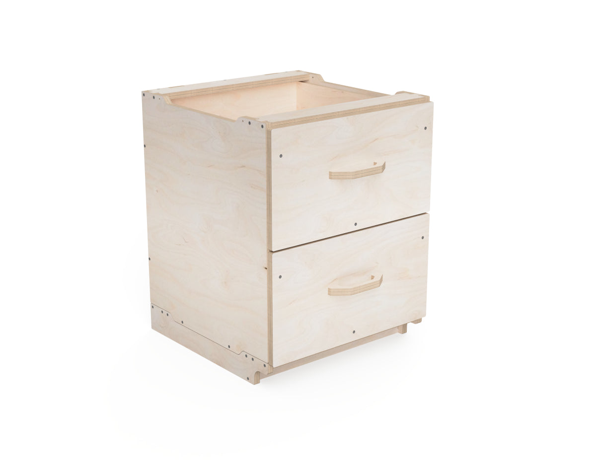 2-drawer DIY cabinet module without drawer slides