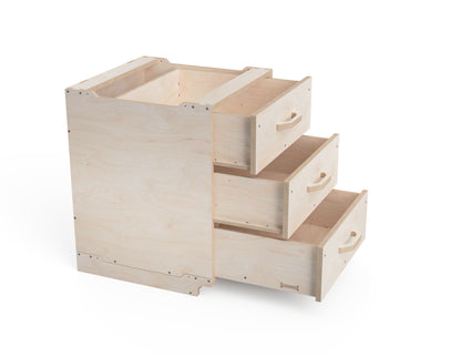 CNC-ready DXF file of 3-drawer workshop cabinet module