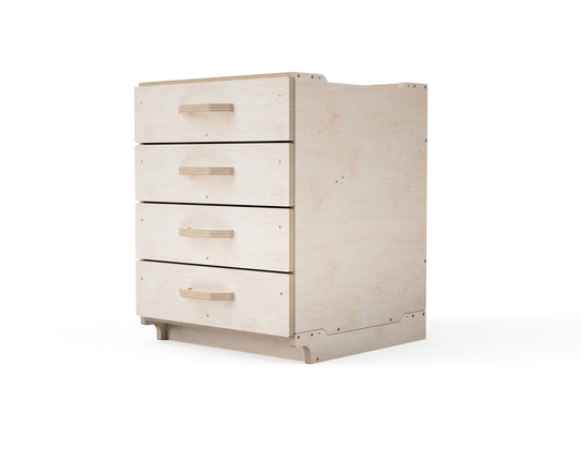 3D render of Modular Workshop Cabinet with 4 drawers, CNC DXF design