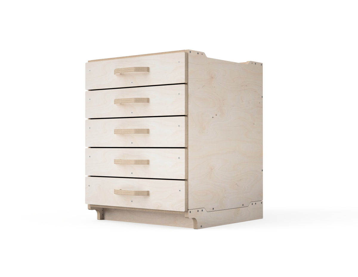 Stackable CNC cabinet modules for workshop organization.