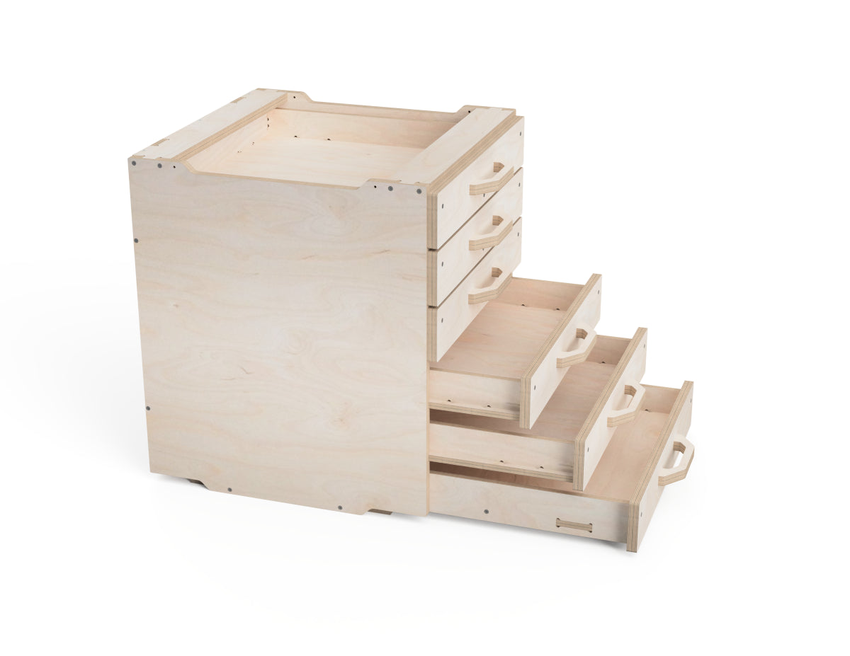 CNC-ready DXF files for 3/4 height workshop cabinet module