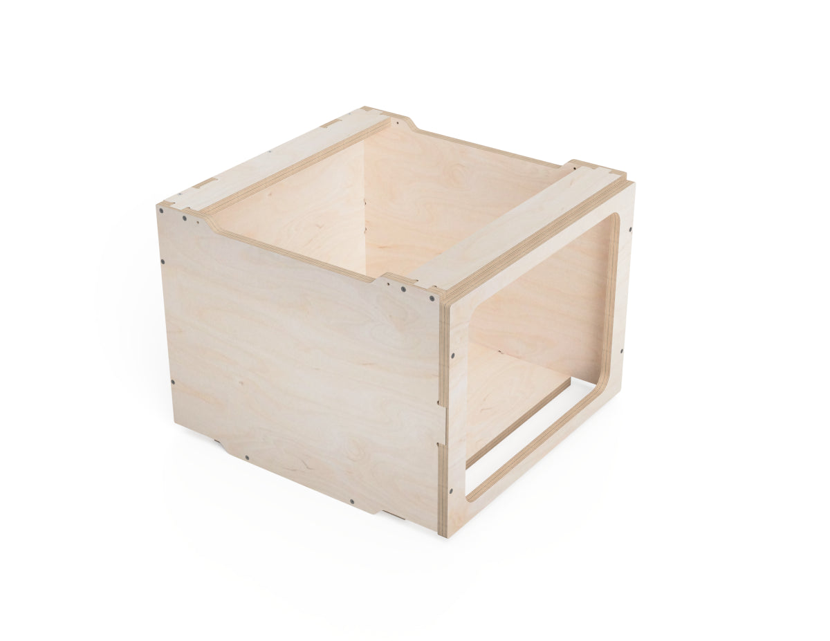 Creative workshop setup using stackable modular cabinet modules.