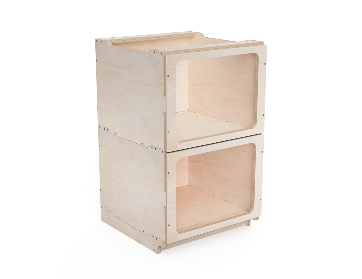 Render of medium open shelf modular workshop cabinet DXF design.