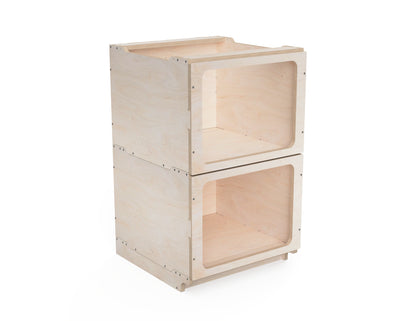 Render of medium open shelf modular workshop cabinet DXF design.