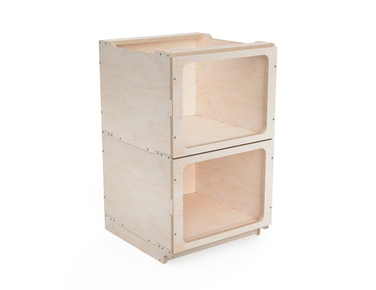 Render of medium open shelf modular workshop cabinet DXF design.