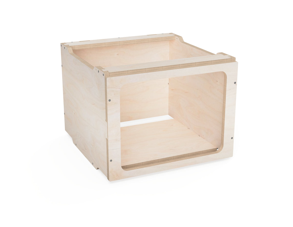 Stacked modular workshop cabinets for custom storage setup.