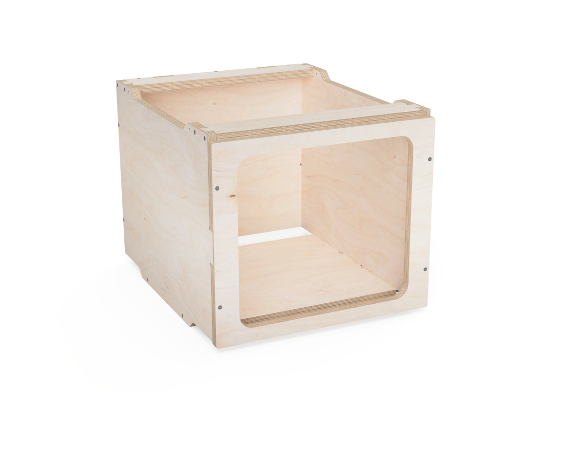 Stacked modular workshop cabinets for custom storage setup.