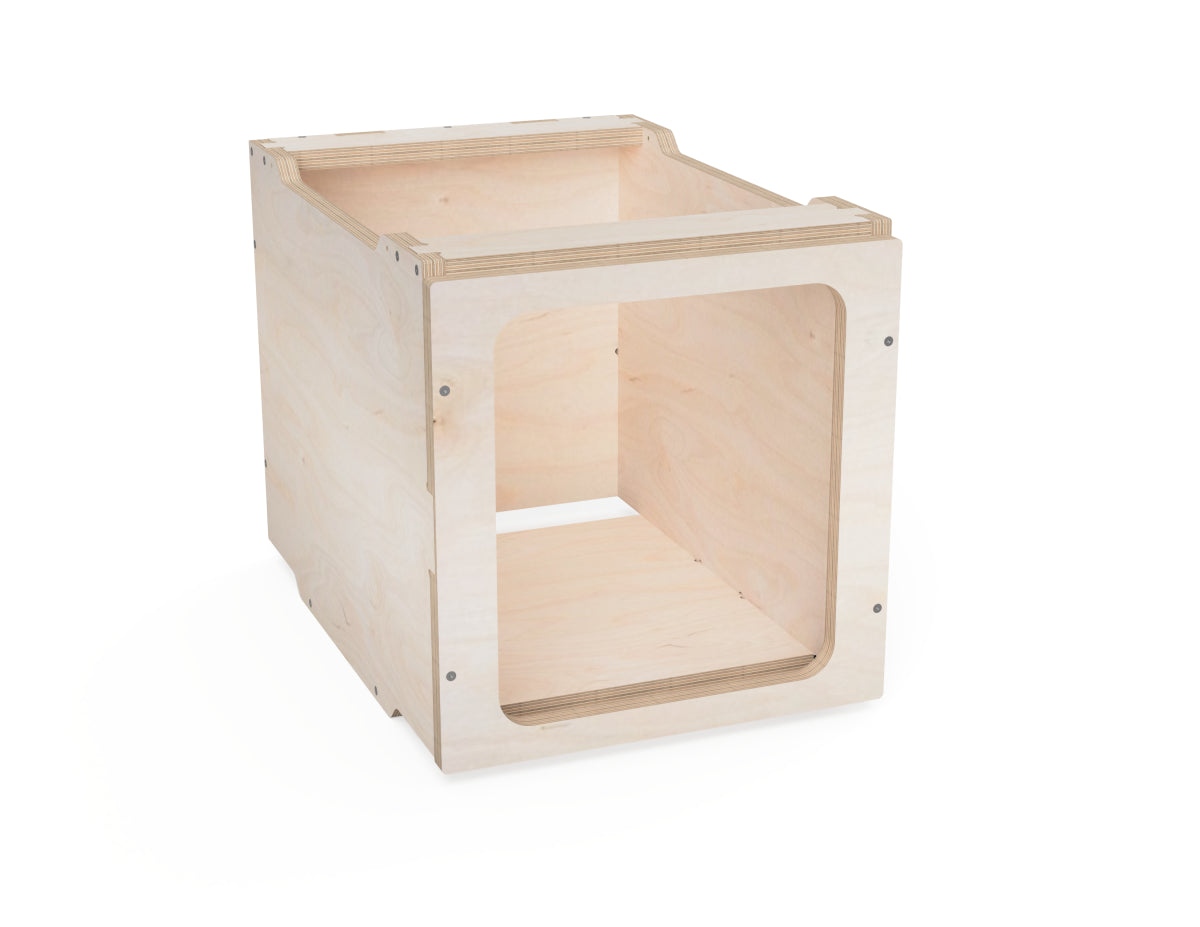 Stacked modular workshop cabinets for custom storage setup.