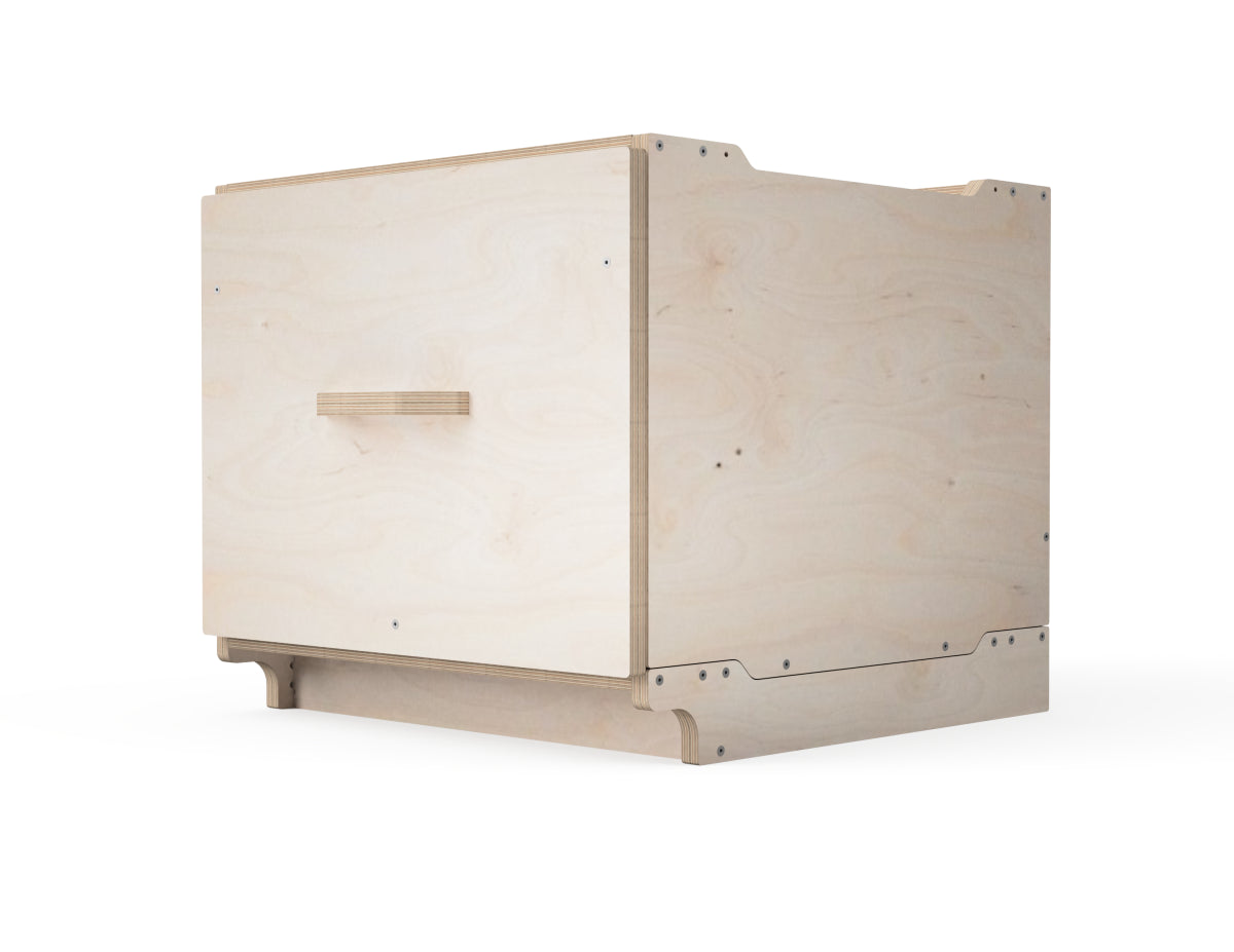 CNC-ready DXF file render for modular workshop cabinet