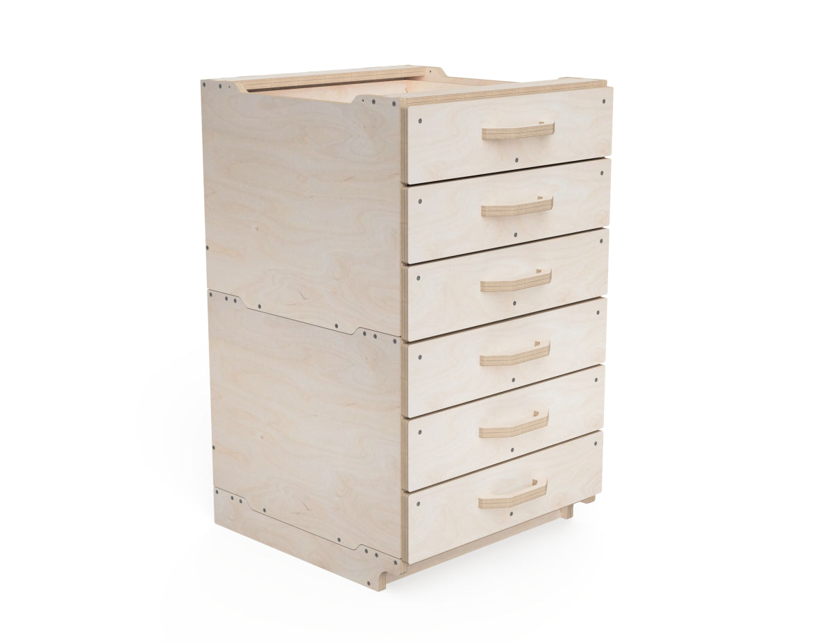 Modular workshop cabinet medium module with 3 drawers DXF design render