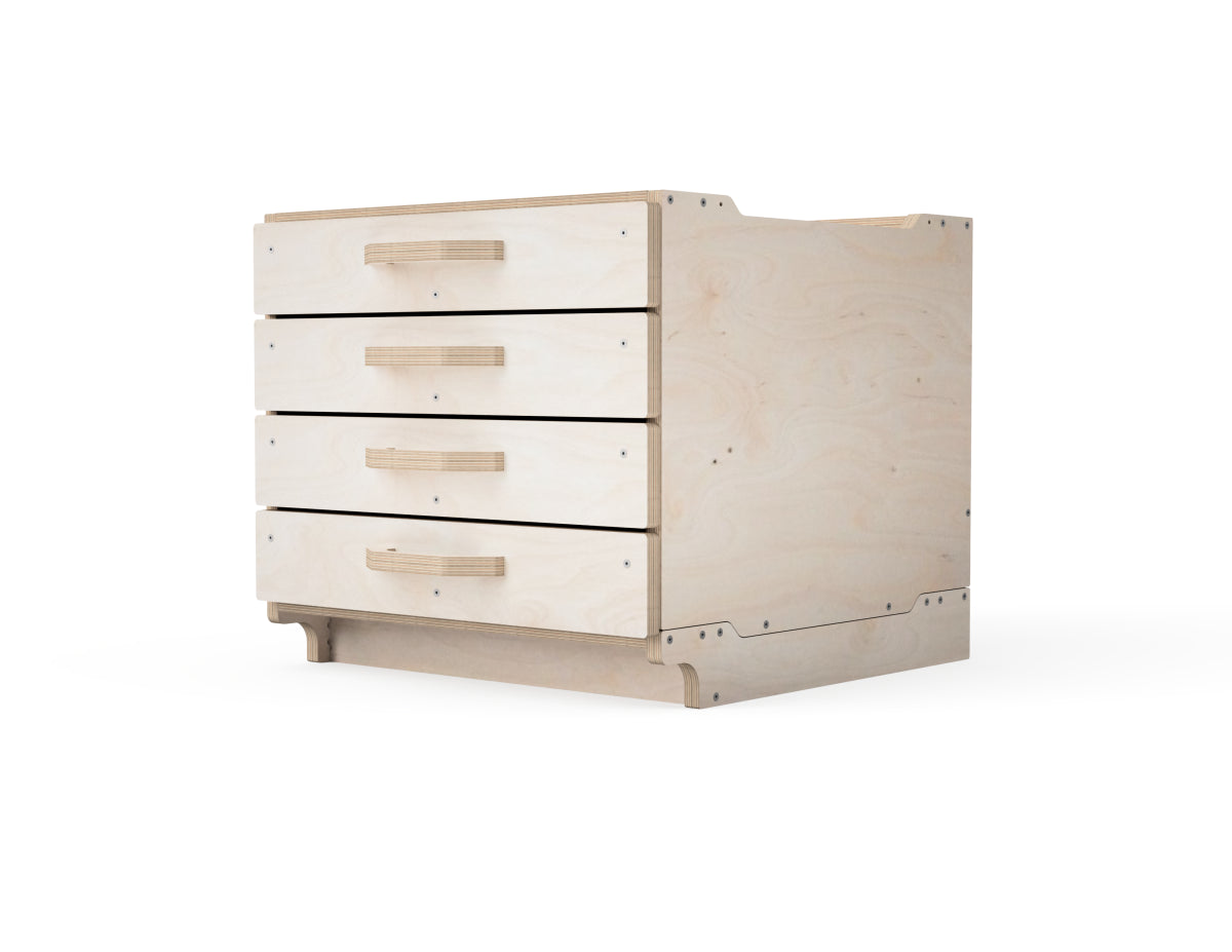 Side view of modular workshop cabinet module