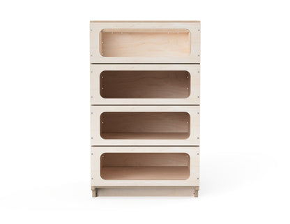 Front view of 1/4-height modular workshop cabinet shelf