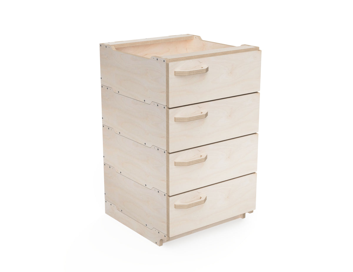 CNC plywood cabinet module showing clean cut edges