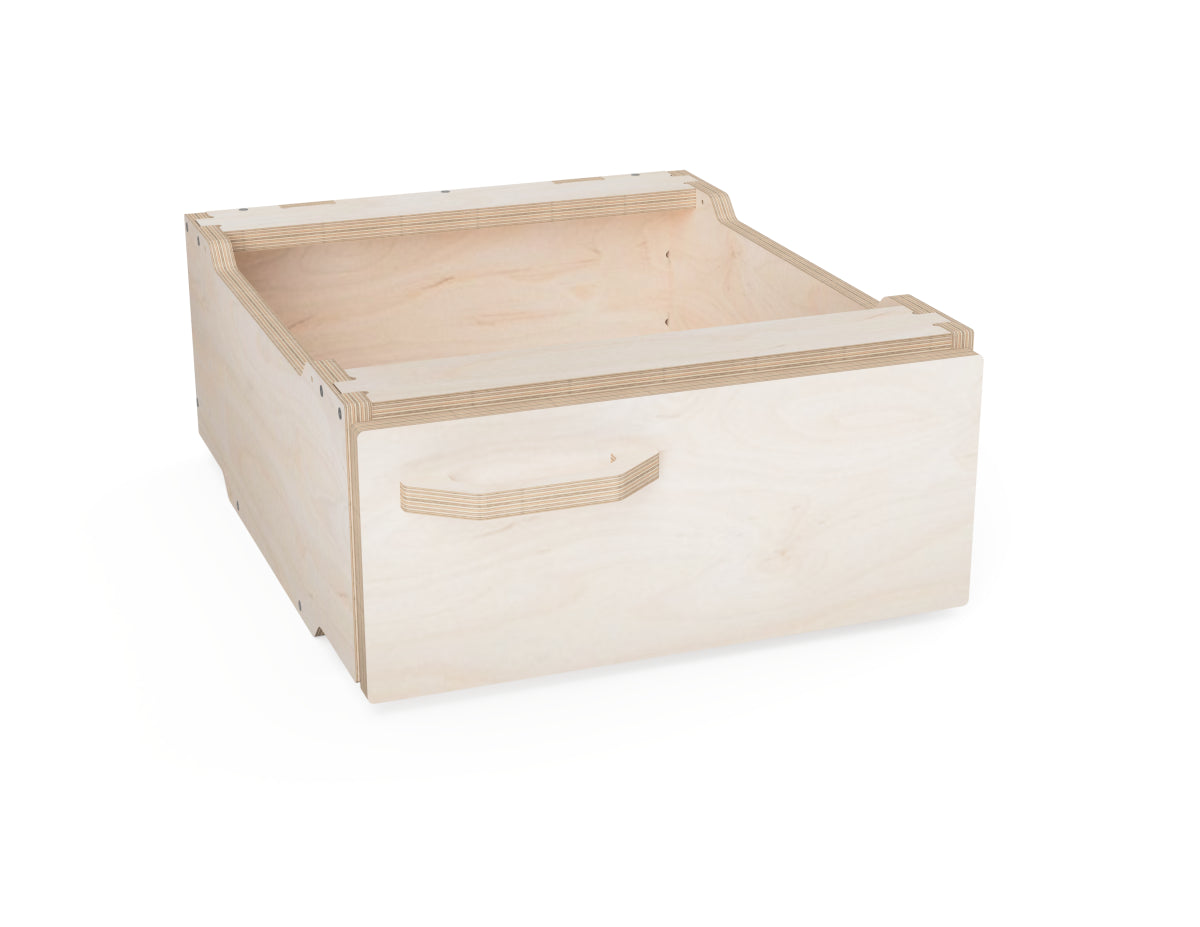 Stackable modular cabinet sections rendered for workshop storage