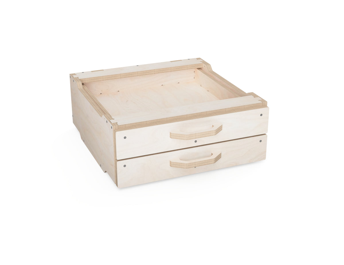 Assembled 550 mm small cabinet module with two drawers.