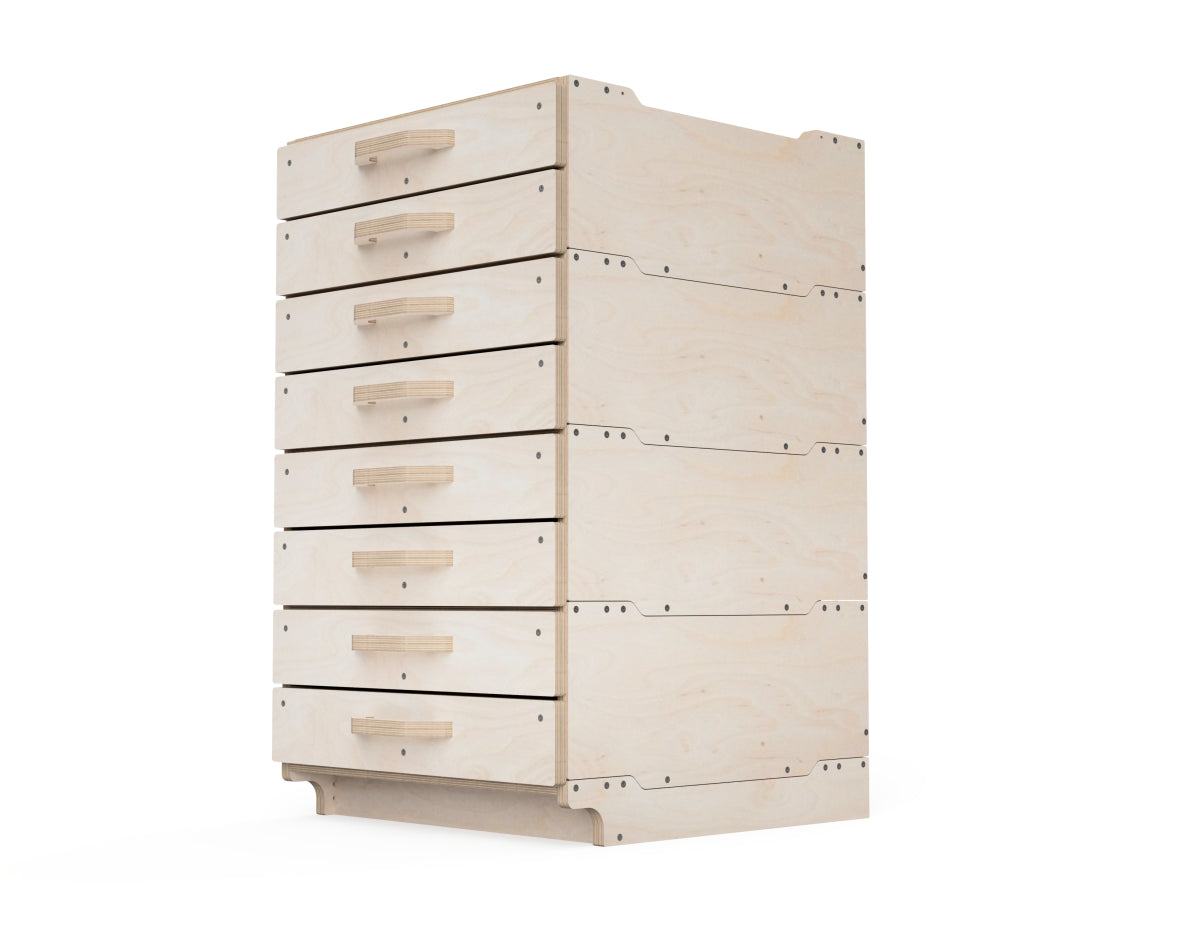 Modular cabinet system showing how multiple units can be stacked.