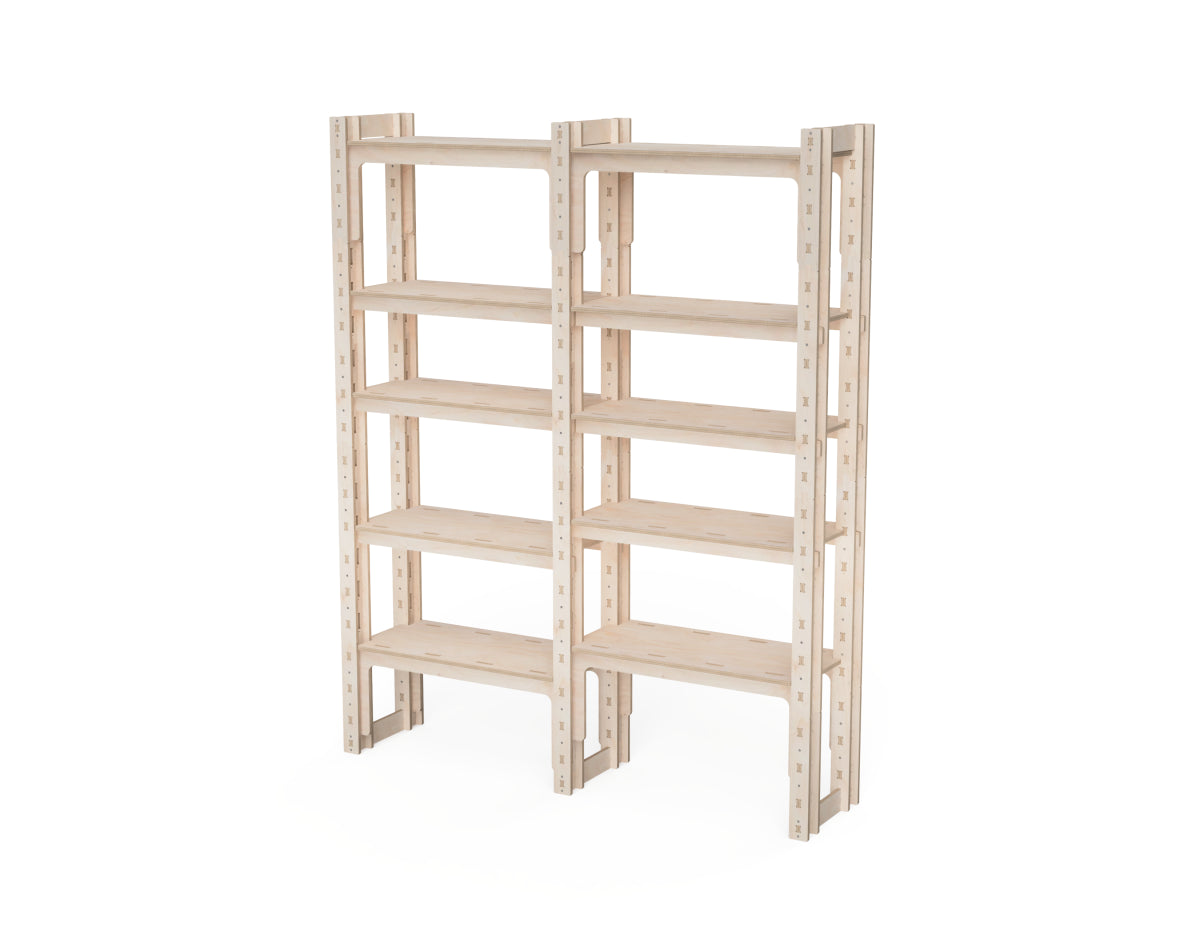 Expandable plywood storage shelf for workshop
