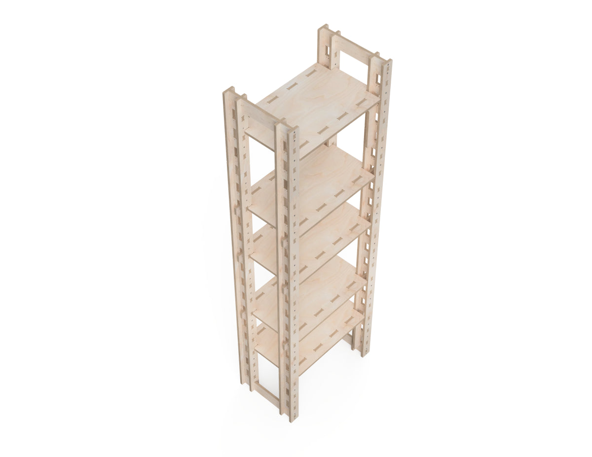I-beam plywood supports for modular storage shelf