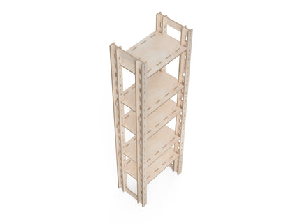 I-beam plywood supports for modular storage shelf