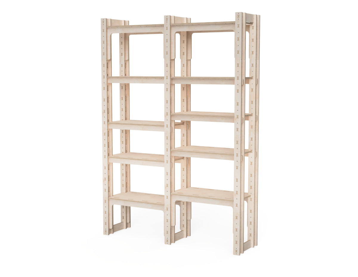 Expandable plywood storage shelf for workshop