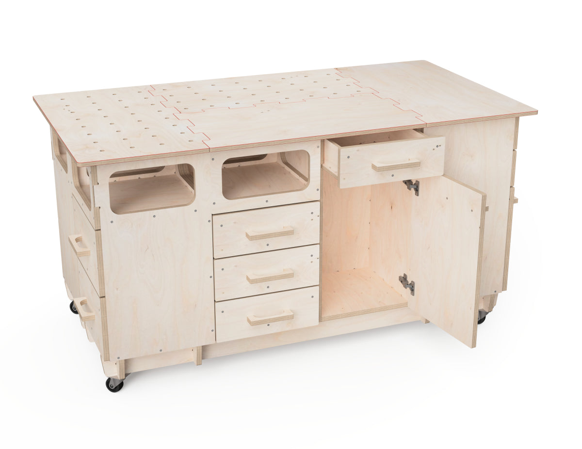 CNC workbench storage attachment with built-in drawer slides - modular CNC workbench