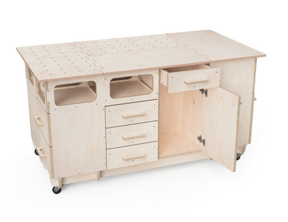 CNC workbench storage attachment with built-in drawer slides - modular CNC workbench