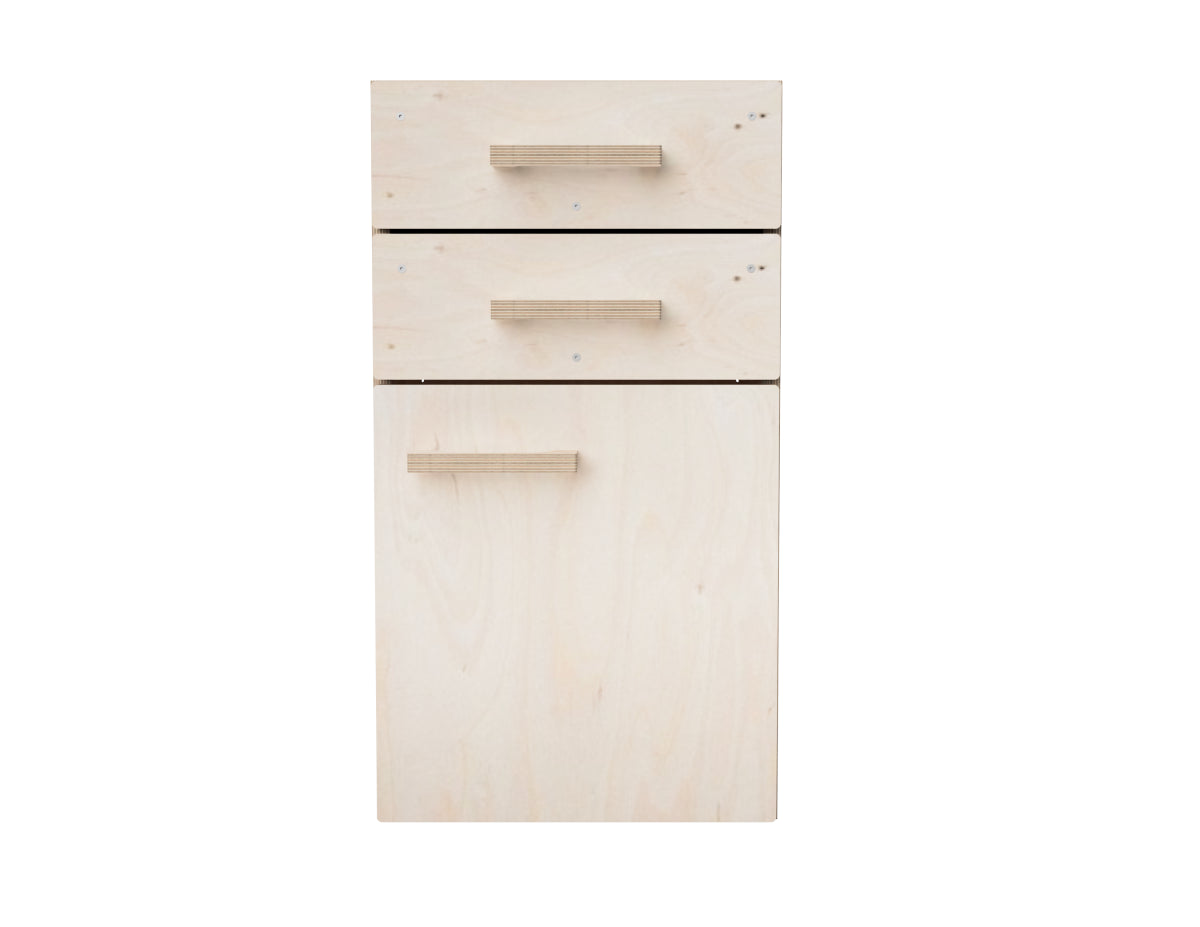 Two-drawer workbench cabinet DXF files for workshop organization - modular CNC workbench attachment