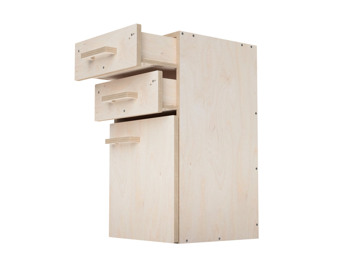 CNC-ready modular cabinet with bottom dust-free storage - modular CNC workbench attachment