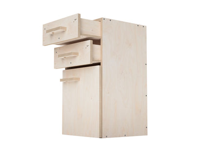 CNC-ready modular cabinet with bottom dust-free storage - modular CNC workbench attachment