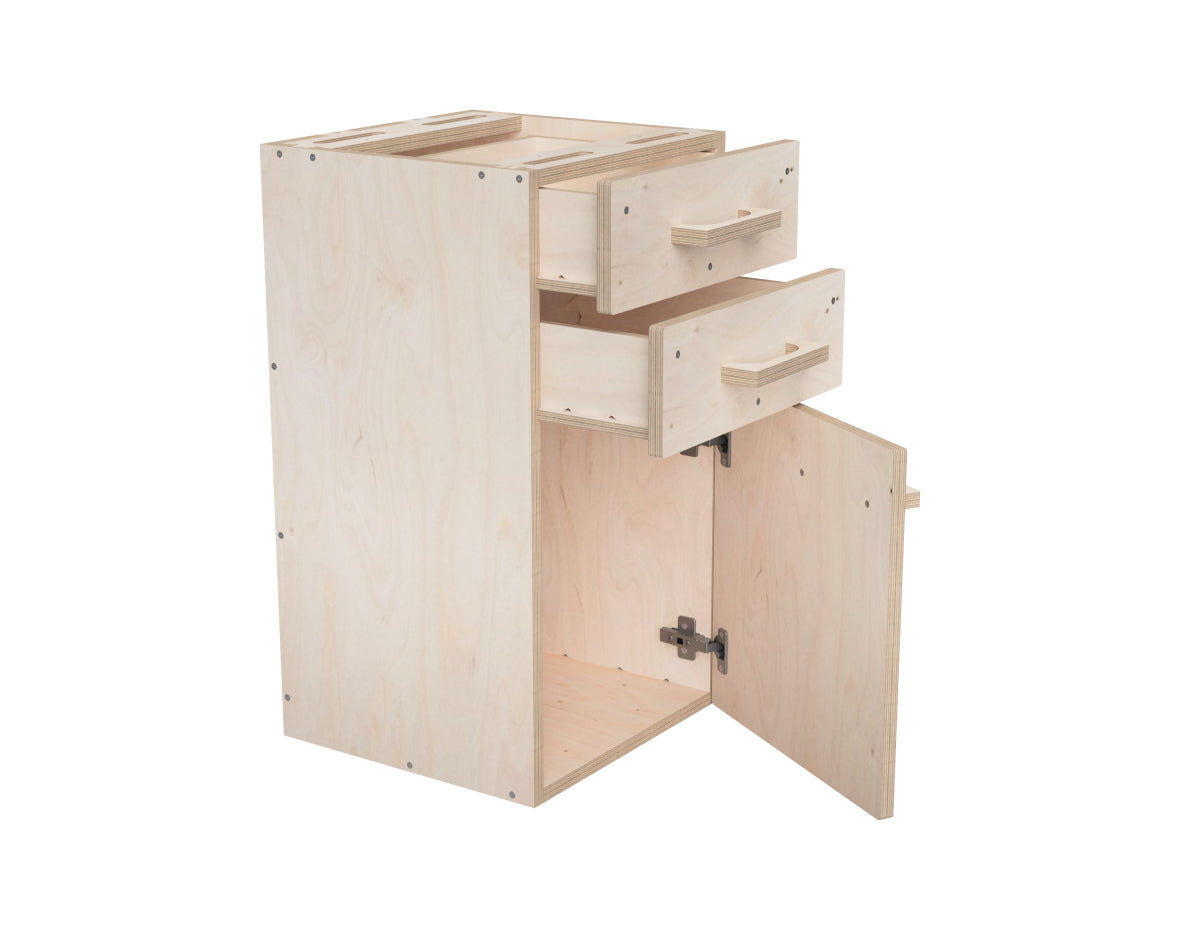 CNC modular workbench cabinet with two drawers and storage - modular CNC workbench attachment