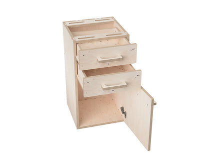 CNC woodworking project: modular workbench attachment cabinet