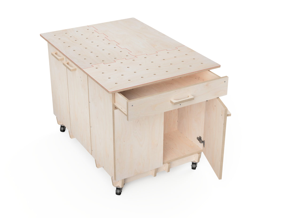 Modular workshop cabinet for keeping materials dust-free
