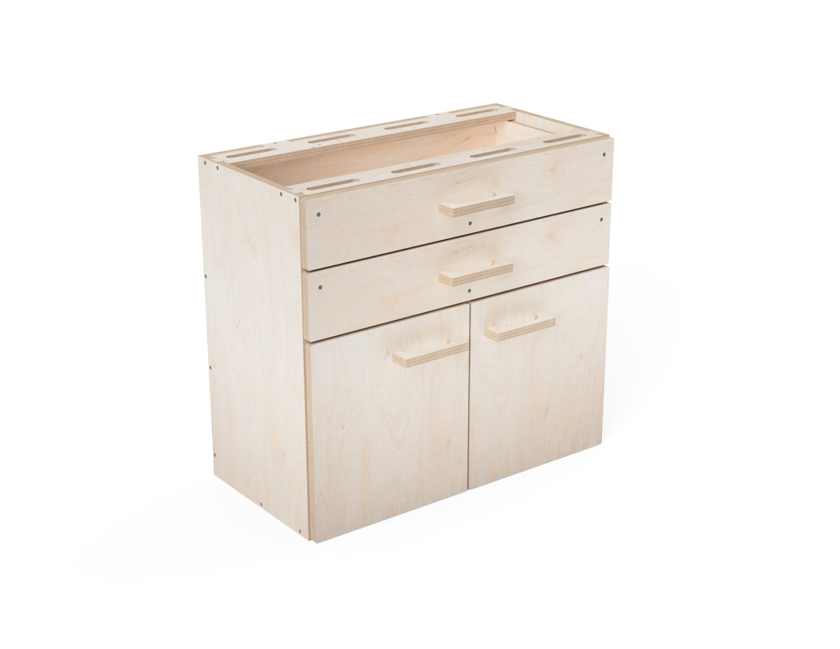 Double modular workbench cabinet with two drawers and doors DXF files