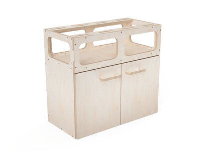 CNC cut double modular workbench cabinet DXF design with open shelf