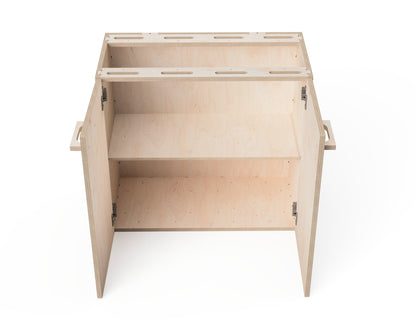CNC router files for modular workbench double cabinet with shelves
