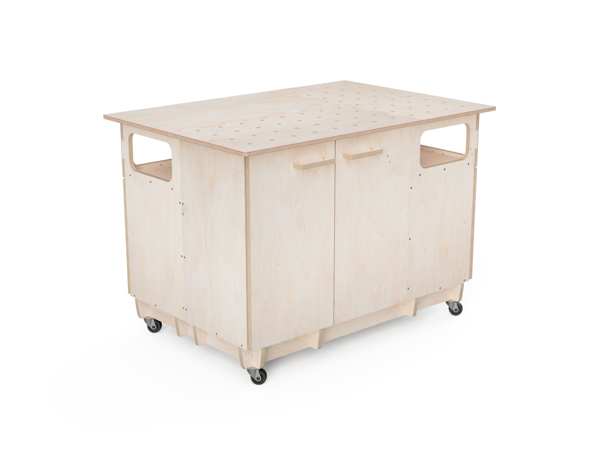Simple plywood cabinet attachment for modular CNC workbench