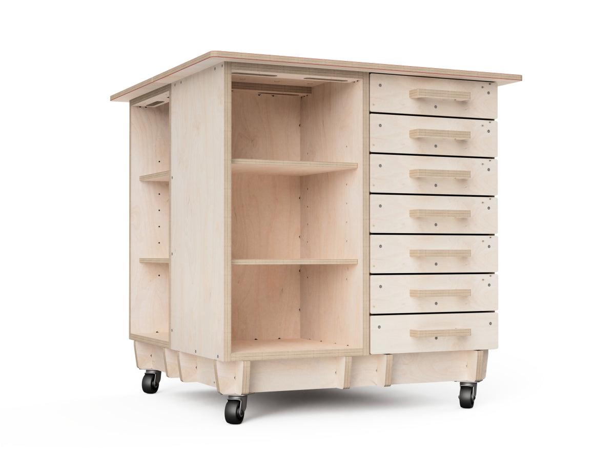 DXF woodworking files for modular workbench storage