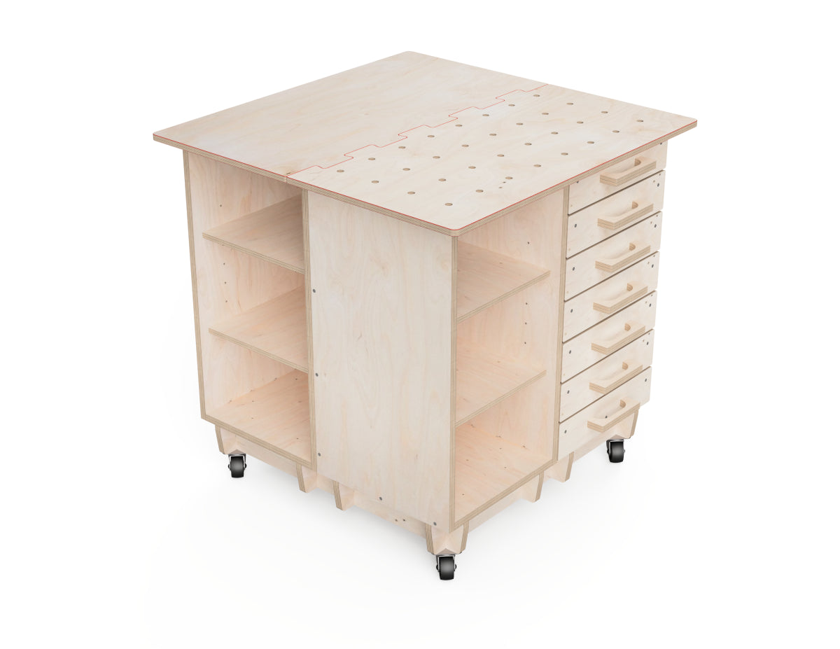 Modular workbench storage cabinet with shelves DXF files