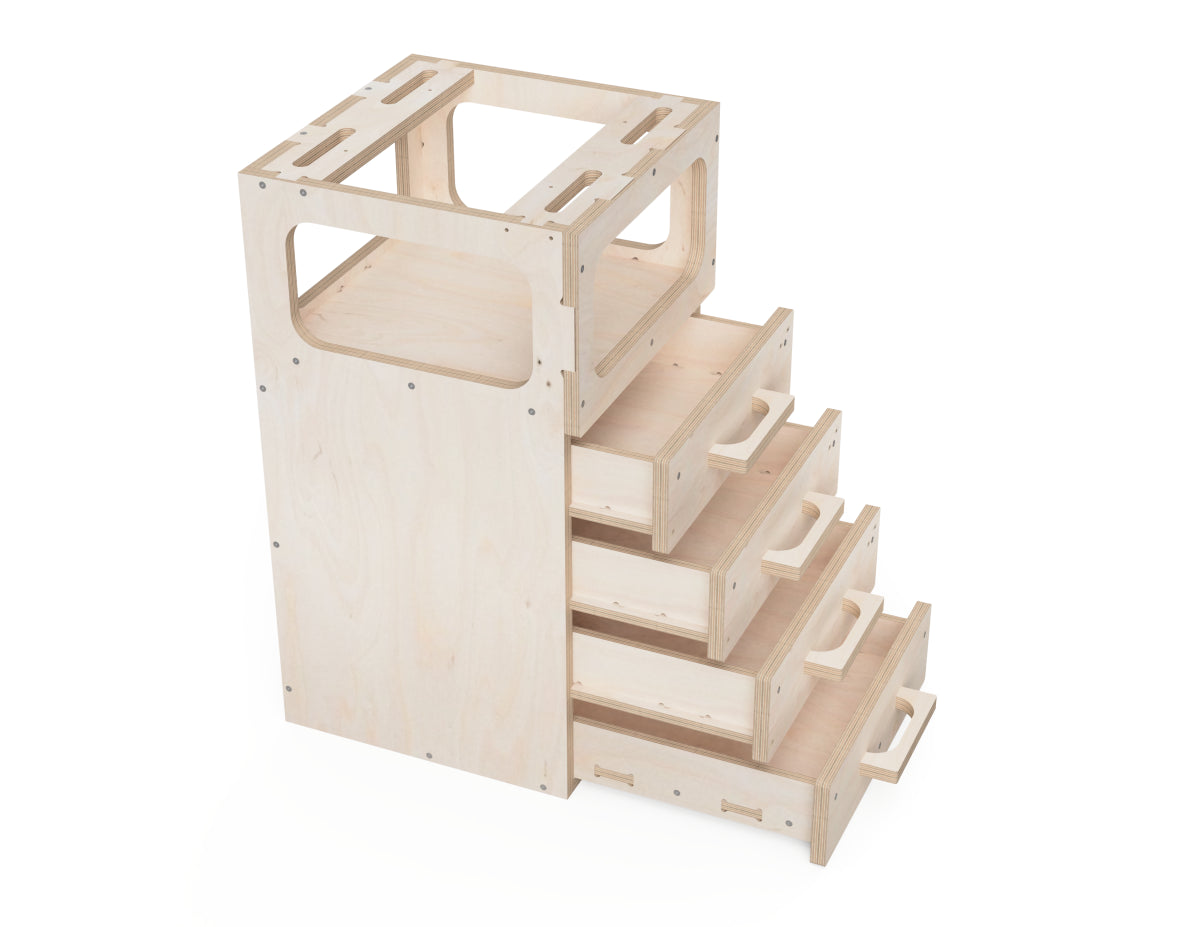 DXF woodworking files for a modular workshop cabinet