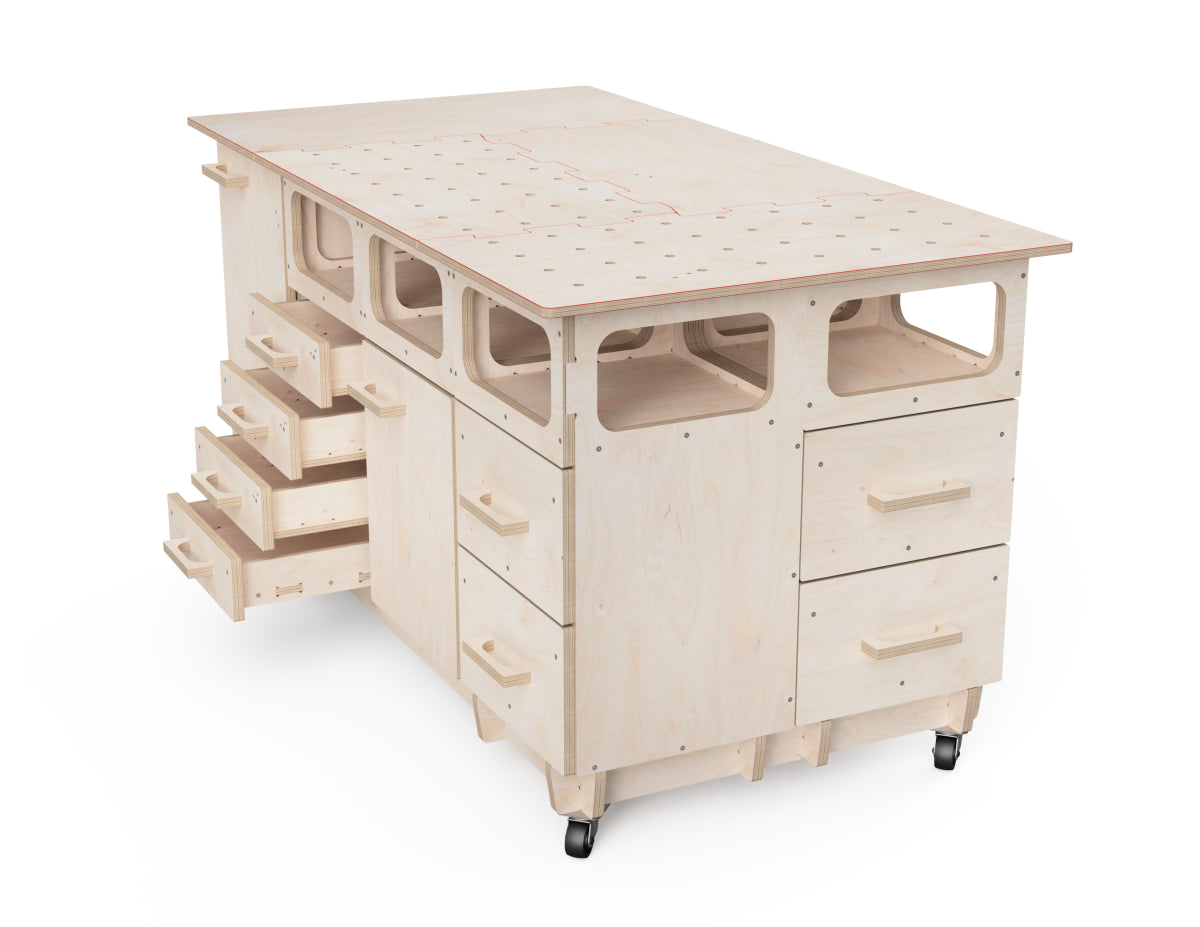 Modular CNC workbench cabinet for tool organization
