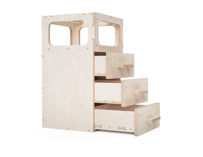 Modular workbench attachment DXF files with open shelf and 3 drawers