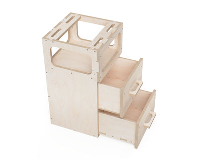 Modular workbench attachment with open shelf and two drawers CNC project