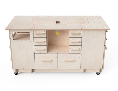 Modular workbench router table attachment with CNC-cut drawers - Modular CNC workbench