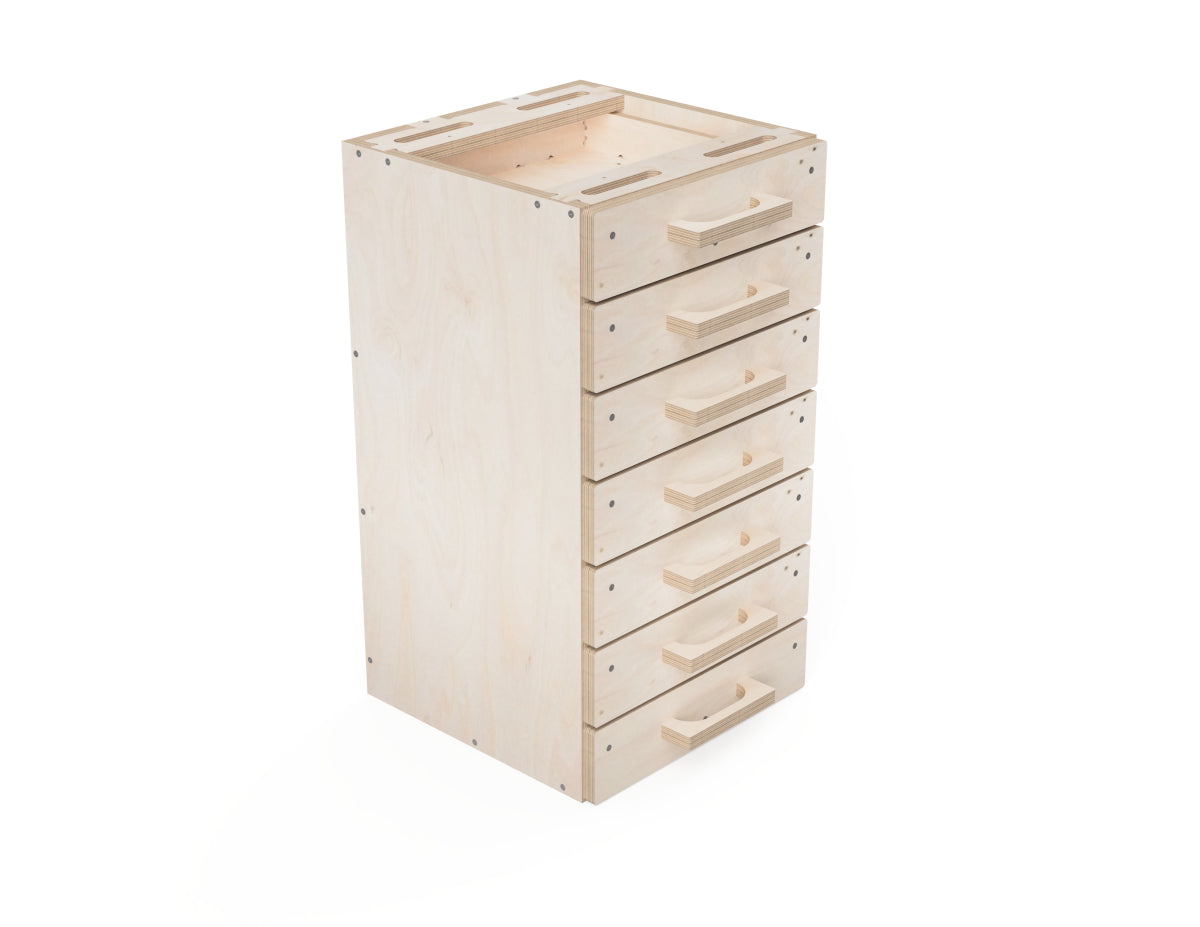 Modular workbench attachment with seven drawers CNC DXF design