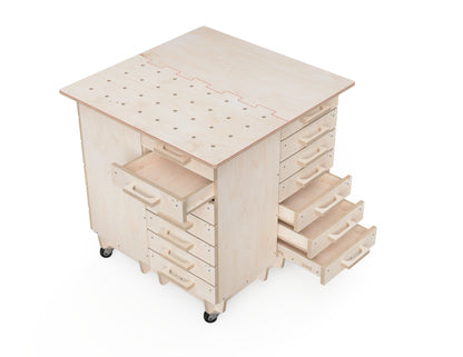 Seven-drawer tool cabinet for modular workbench CNC project