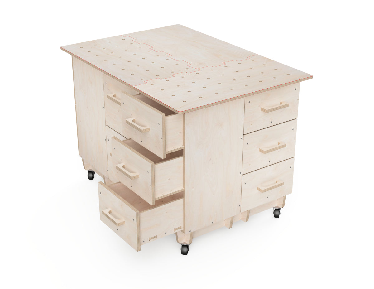 DIY three drawer cabinet for modular workbench setup