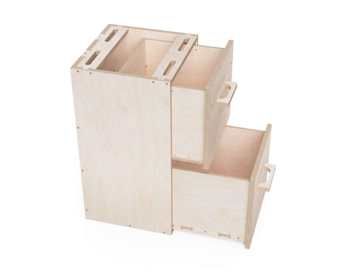 DIY cabinet with two drawers for tools and materials