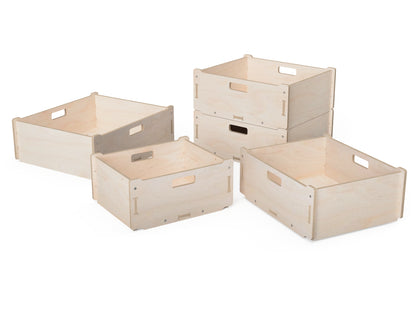 Simple stackable plywood storage boxes made with CNC DXF files