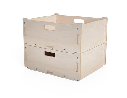Stackable storage boxes with built-in carrying handles