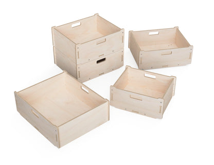 CNC cut plywood boxes with handles for easy carrying